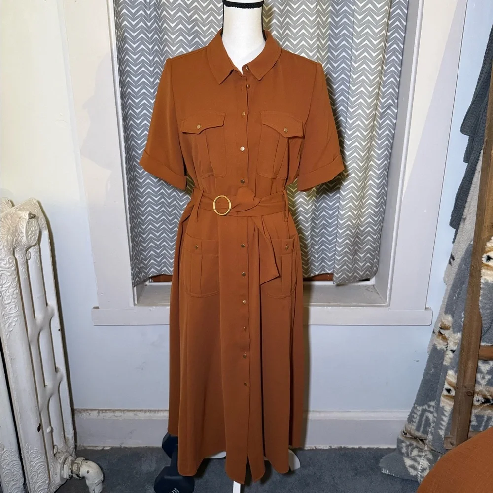 Sezane Raquel Dress in Caramel ASO Meghan Markle - Picture 3 of 11